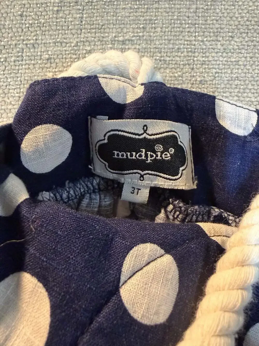 Mud Pie Toddler Girl Navy Polka Dot Crab Appliqué Dress and Stripe Legging Set